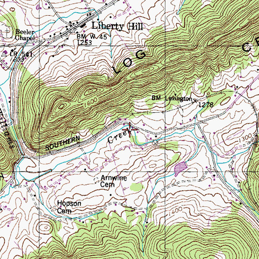 Topographic Map of Washburn Division (historical), TN