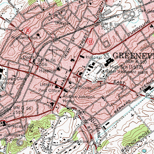 Topographic Map of Greeneville Division (historical), TN