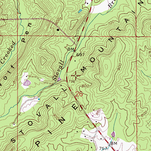 Topographic Map of Stovall Mountain, AL