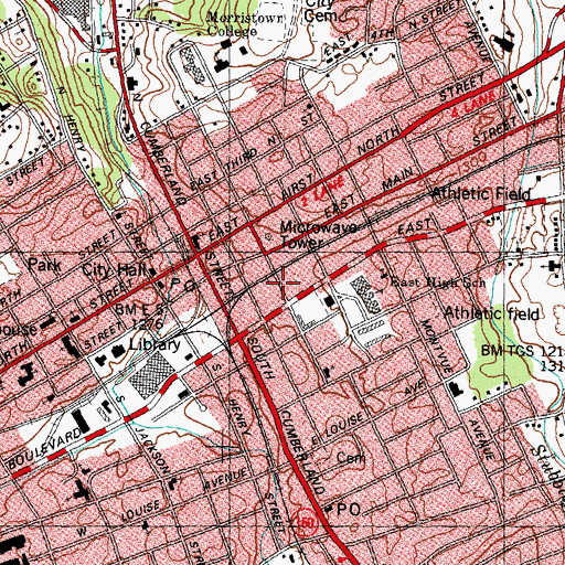 Topographic Map of Morristown Division (historical), TN
