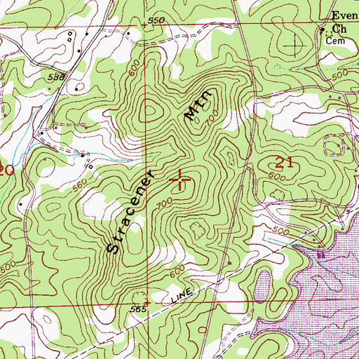 Topographic Map of Stracener Mountain, AL