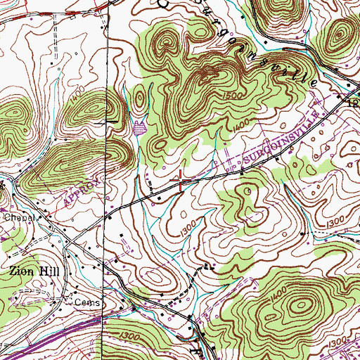 Topographic Map of Surgoinsville Division (historical), TN