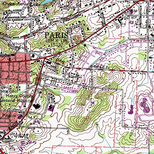Topographic Map of Paris Division (historical), TN