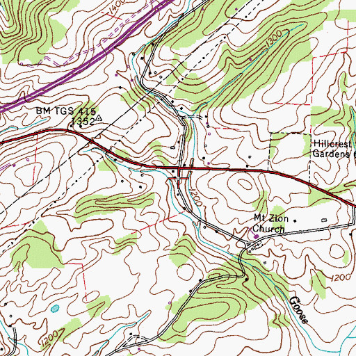 Topographic Map of Dandridge Division (historical), TN