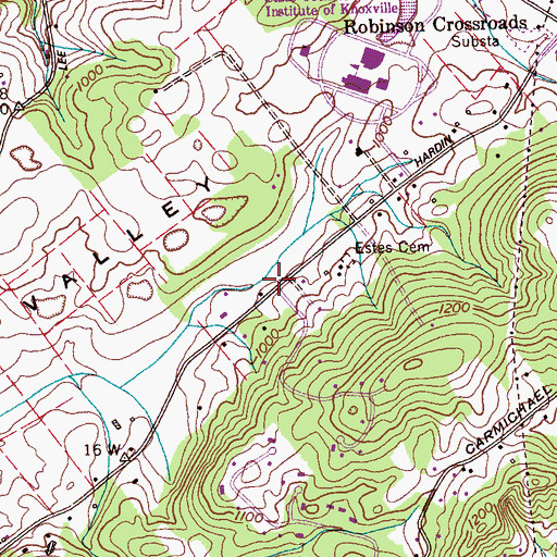 Topographic Map of Hardin Valley Division (historical), TN