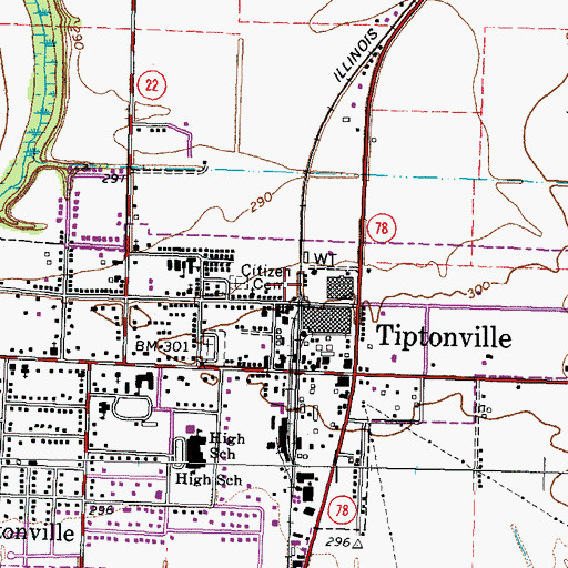 Topographic Map of Tiptonville Division (historical), TN