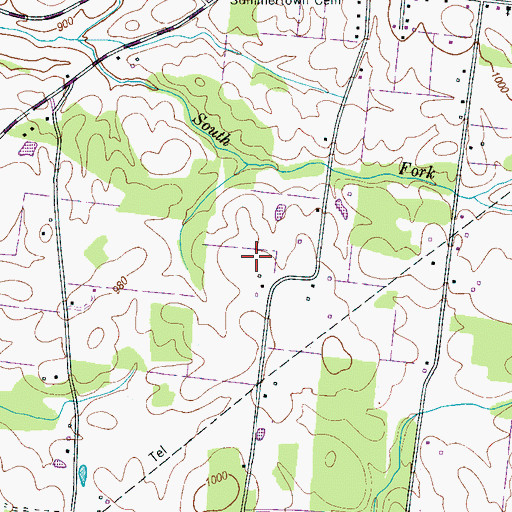 Topographic Map of Summertown Division (historical), TN