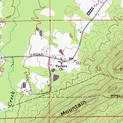 Topographic Map of Taylors Church, AL