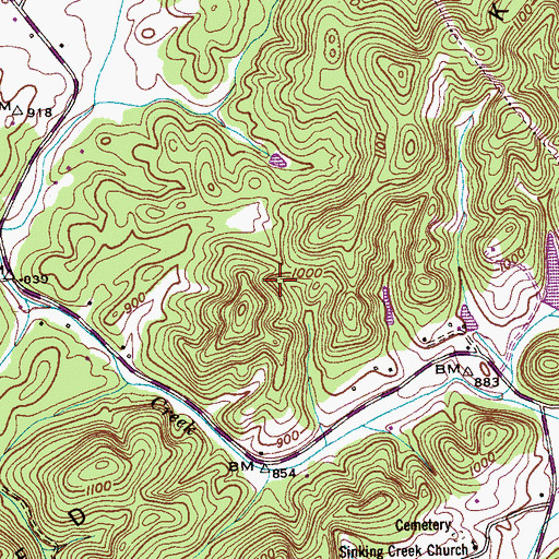 Topographic Map of Greenback Division (historical), TN
