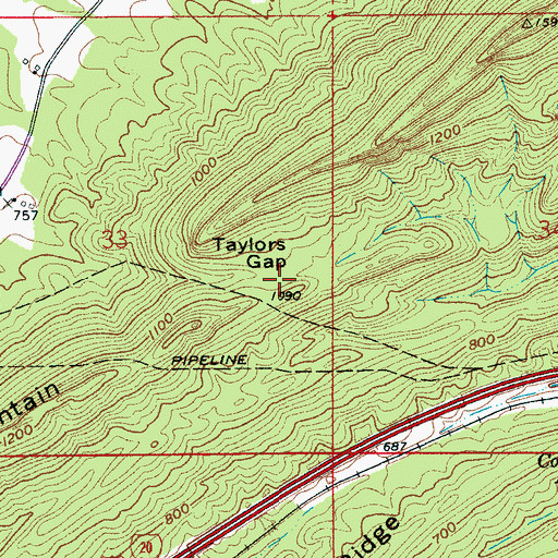 Topographic Map of Taylors Gap, AL