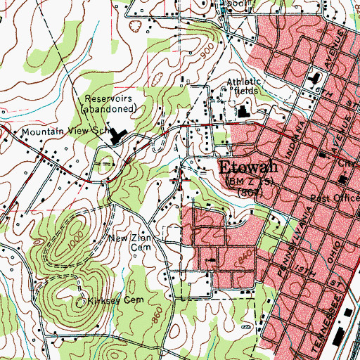 Topographic Map of Etowah Division (historical), TN
