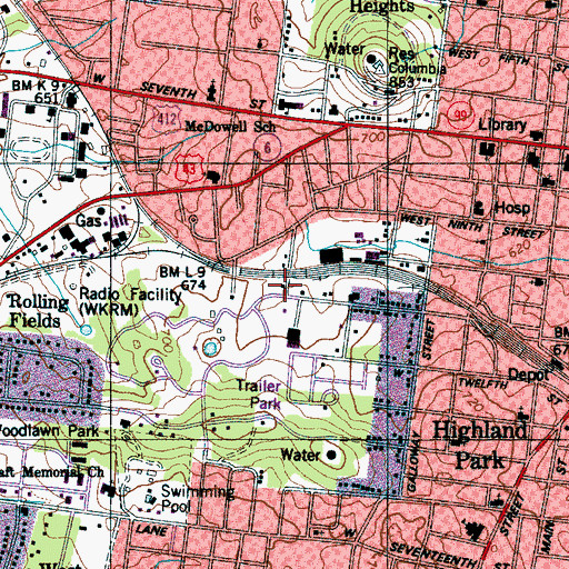 Topographic Map of Columbia Division (historical), TN