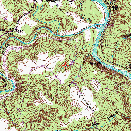 Topographic Map of Oakdale Division (historical), TN