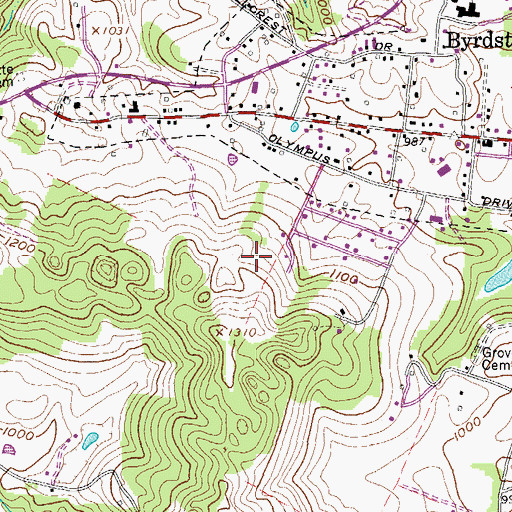 Topographic Map of Byrdstown Division (historical), TN