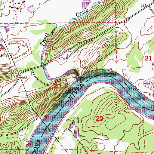 Topographic Map of Trout Creek, AL