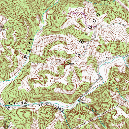 Topographic Map of Buffalo Valley Division (historical), TN