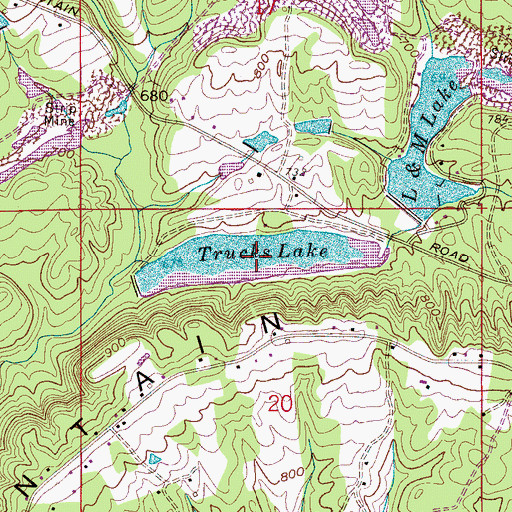 Topographic Map of Trucks Lake, AL