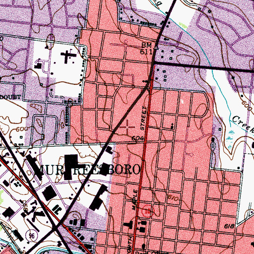Topographic Map of Murfreesboro Division (historical), TN