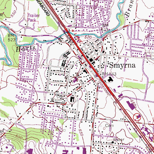 Topographic Map of Smyrna Division (historical), TN