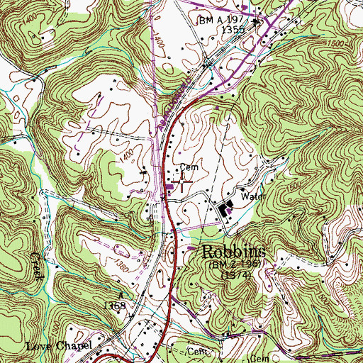 Topographic Map of Robbins Division (historical), TN