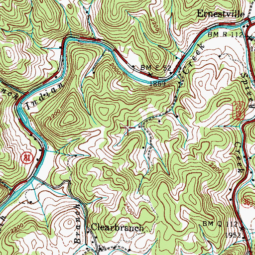 Topographic Map of Flag Pond Division (historical), TN