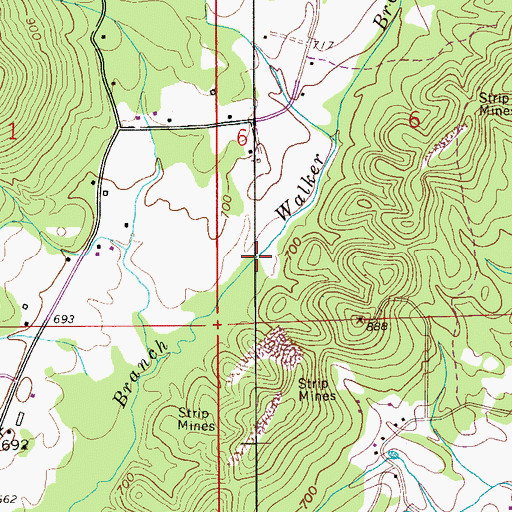 Topographic Map of Walker Branch, AL
