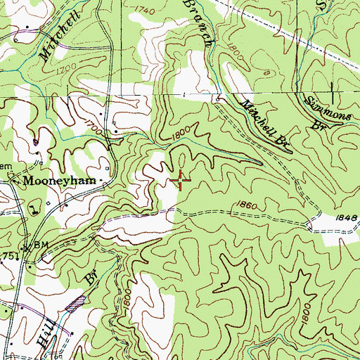 Topographic Map of Mooneyham Division (historical), TN