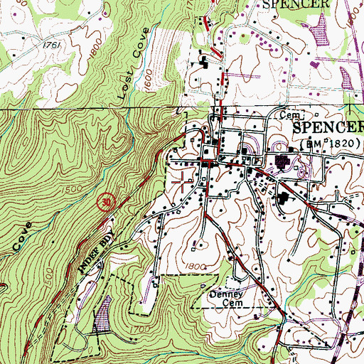 Topographic Map of Spencer Division (historical), TN
