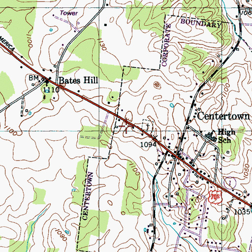Topographic Map of Centertown Division (historical), TN