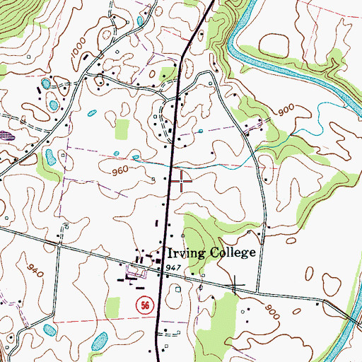 Topographic Map of Irving College Division (historical), TN