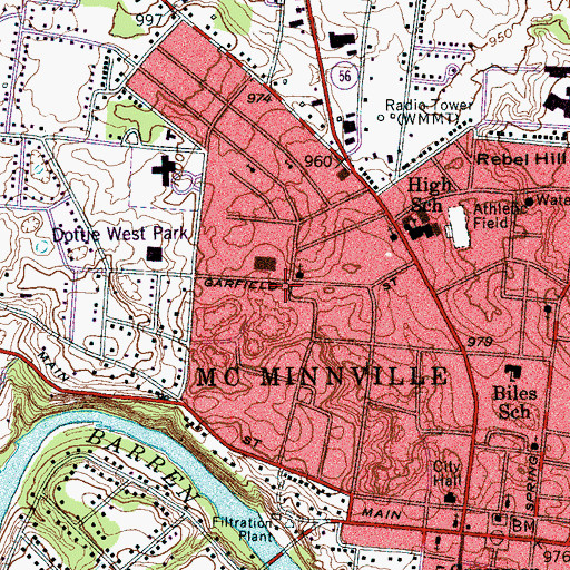 Topographic Map of McMinnville Division (historical), TN