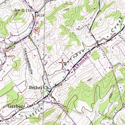 Topographic Map of Bethesda Division (historical), TN