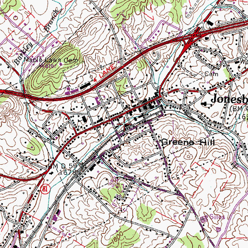 Topographic Map of Jonesborough Division (historical), TN