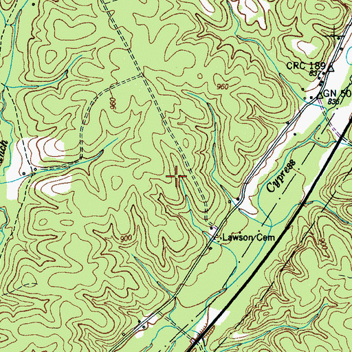 Topographic Map of Lutts-Cypress Inn Division (historical), TN