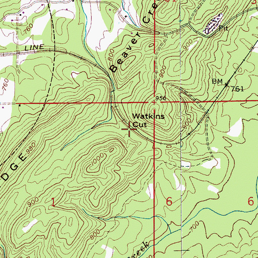 Topographic Map of Watkins Cut, AL