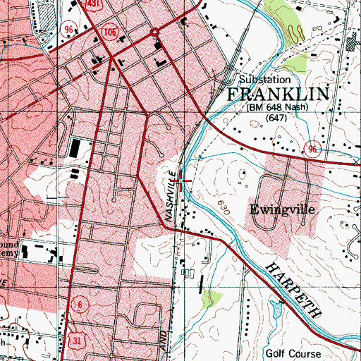 Topographic Map of Franklin Division (historical), TN