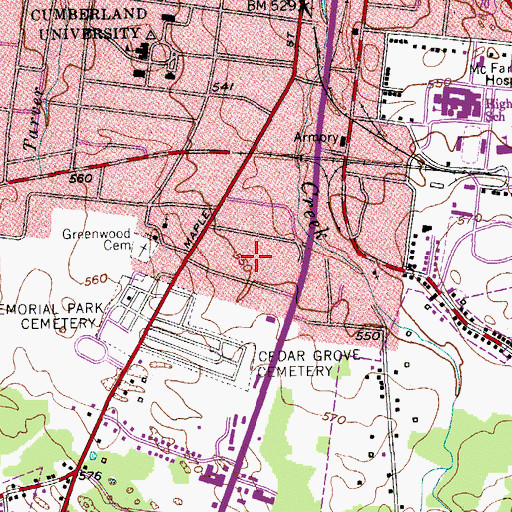 Topographic Map of Lebanon Division (historical), TN