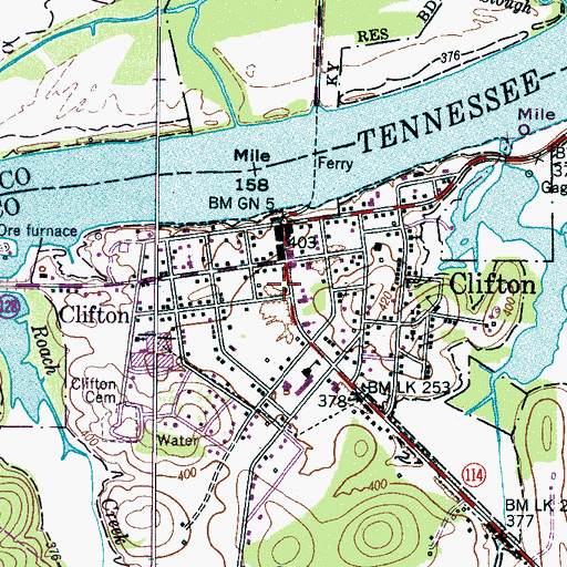 Topographic Map of Clifton Post Office, TN