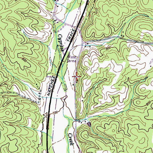 Topographic Map of Cypress Inn Post Office, TN