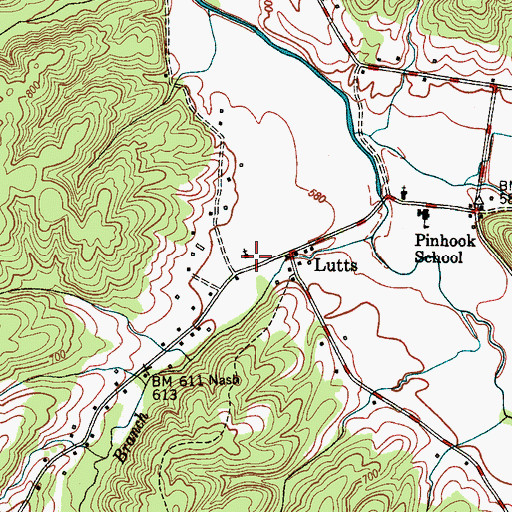Topographic Map of Lutts Post Office, TN