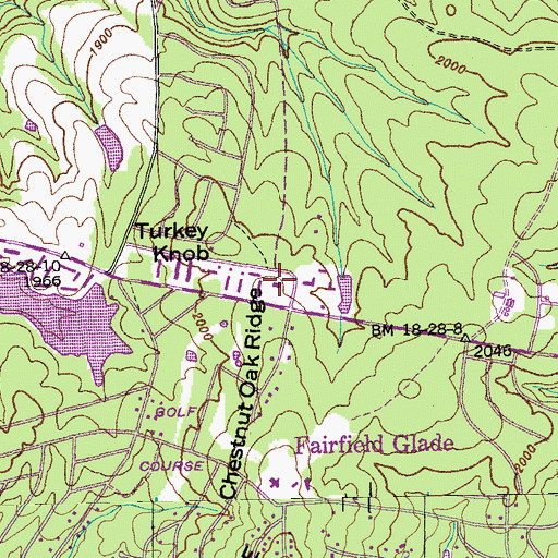 Topographic Map of Fairfield Glade Post Office, TN