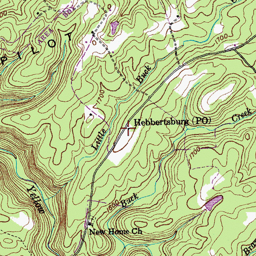 Topographic Map of Hebbertsburg Post Office (historical), TN