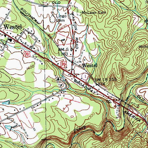 Topographic Map of Westel Post Office, TN