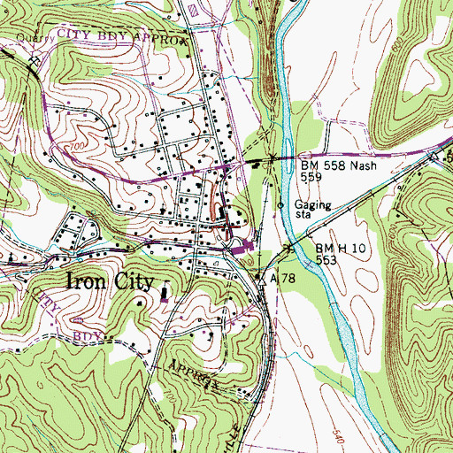 Topographic Map of Iron City Post Office, TN