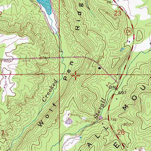 Topographic Map of Wolf Pen Ridge, AL