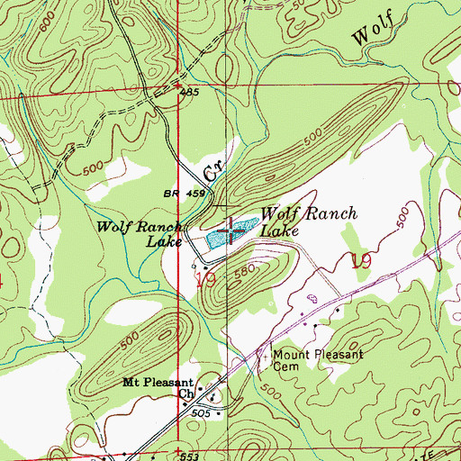 Topographic Map of Wolf Ranch Lake, AL