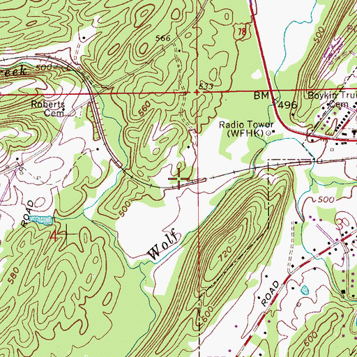 Topographic Map of WFHK-AM (Pell City), AL