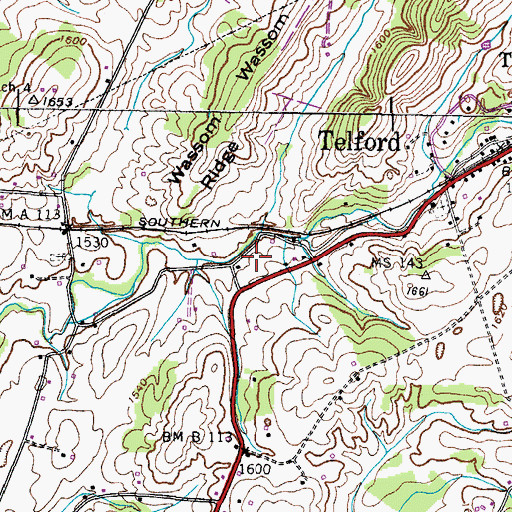 Topographic Map of Telford Post Office, TN