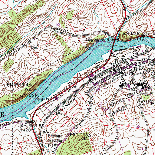 Topographic Map of Bluff City Post Office, TN