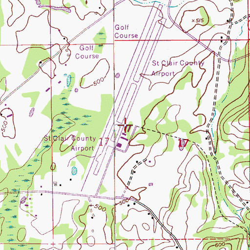 Topographic Map of St Clair County Airport, AL